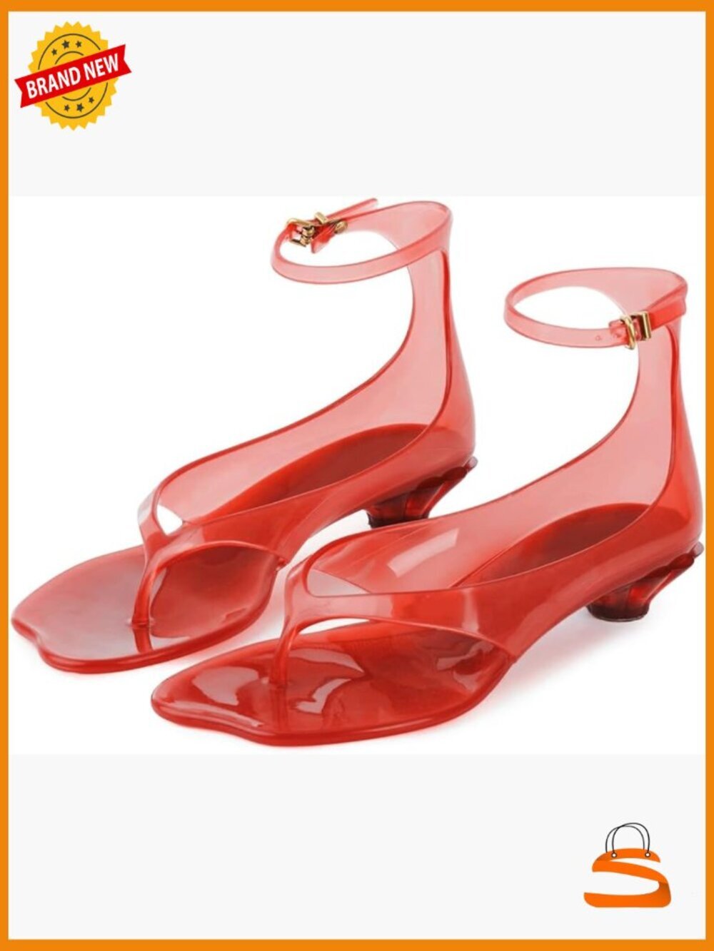 Vintage Square Toe Kitten Heel Thong Sandals Ankle Strap Jelly Flip Flops Dressy